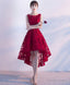 Burgundy High Low Short Prom Dress, Homecomig Dresses