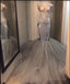 2026 Silver Long Sleeve Mermaid Trumpet Lace and Tulle Prom Dresses