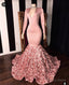 2026 Long Sleeve Dusty Rose V Neck Mermaid Prom Dresses