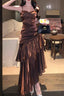 A Line Brown Prom Dress features spaghetti straps Prom Dresses