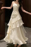 A Line White Prom Dress features spaghetti straps Prom Dresses