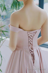 Pink A-Line Prom Dresses Sleeveless One-Shoulder Evening Dress