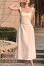 Sleeveless Square Neck Homecoming Dress Ruched A Line Midi Dresses