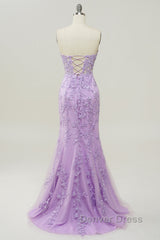 Purple Sweetheart Neck Mermaid Prom Dresses With Appliques