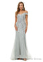Off Shoulder Mermaid Prom Dress, Luxurious Silver Bead Trumpet Prom Dresses