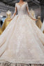 Gorgeous Long Sleeves Ball Gowns Wedding Dresses With Beading Appliques