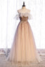 A Line Long Spaghetti Strap Tulle Prom Dress, Ombre Prom Dresses