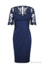 Eleagnt Short Sleeves Empire Navy Blue Short Mother of the Bride Dresses