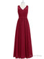 Burgundy Long Chiffon Bridesmaid Dress Prom Dresses