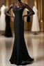 Black Straps Velvet Low Back Long Prom Dress, Black Velvet Prom Dress