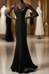 Black Straps Velvet Low Back Long Formal Dresses, Black Velvet Evening Dresses Prom Dresses