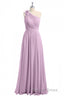 Dusty Purple One Shoulder Backless A Line Long Bridesmaid Dresses