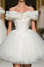 Cute White Tulle Short Prom Gowns White Homecoming Dresses