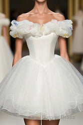 Cute White Tulle Short Prom Gown White Homecoming Dresses