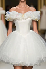 Cute White Tulle Short Prom Gown White Homecoming Dresses