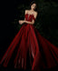 Burgundy Round Neck Beads Long Prom Dress Burgundy Prom Dresses