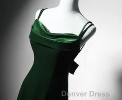 Green Mermaid Long Velvet Party Dresses, Green Straps Long Formal Dresses Prom Dresses