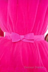 Hot Pink A-line Short Tulle Party Dresses