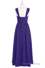 Purple Sweetheart Banded Waist Long Bridesmaid Dresses
