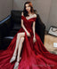 Simple V Neck Off Shoulder Satin Long Prom Dress