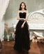 Black Tulle Long Prom Dress, Black Tulle Prom Dresses