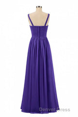 Purple Chiffon Sweetheart Straps A-Line Bridesmaid Dresses