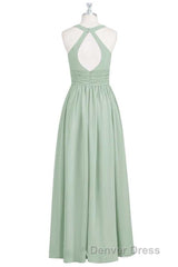 Sage Green V-Neck Backless A-Line Bridesmaid Dresses
