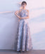 Gray Lace Long Prom Dress Gray Lace Bridesmaid Dresses