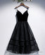Black V Neck Tulle Short Prom Dress, Black Tulle Homecoming Dresses