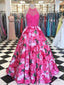 A Line spaghetti straps floral prom Dress 2026 floor length long Prom Dress