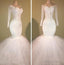 Long Sleeve White Off Shoulder Mermaid Droped Tulle Applique Wedding Dresses