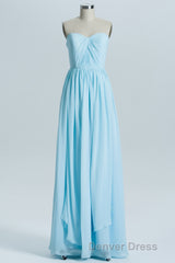 Blue Chiffon A-line Long Convertible Bridesmaid Dresses