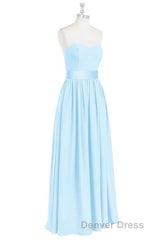 Light Blue Sweetheart A-Line Bridesmaid Dresses with Slit