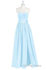 Light Blue Sweetheart A-Line Bridesmaid Dresses with Slit