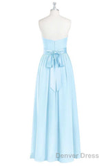 Light Blue Sweetheart A-Line Bridesmaid Dresses with Slit