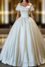 White Sweetheart Satin Long Bridal Dress, White Wedding Dresses