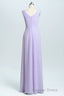 Lavender Chiffon A Line Ruffles Long Bridesmaid Dresses