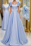 Blue Satin Backless Long Prom Dress, Blue Prom Dresses