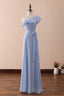Periwinkle One Shoulder Ruffled A Line Long Bridesmaid Dresses