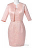 Two Piece Blush Pink Lace Bodycon Short Mother of the Bride Dresses