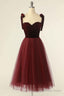 Wine Red Sweetheart Tie-Strap A-Line Short Formal Dress