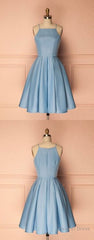 Light Blue Short Knee-Length Bridesmaid DressesProm Dresses