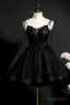 Black Lace Up Backless A Line Short Homecoming Dresses