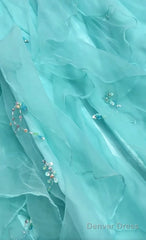 1950S Inspired Baby Princess Blue Prom Dress - Shimmering Sequins Tulle & Satin Ballgown For Formal Events