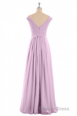 Dusty Purple Chiffon V-Neck Backless A-Line Long Bridesmaid Dresses