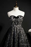 Black Print Sweetheart A Line Homecoming Dresses with Bow