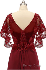 Mermaid Wine Red Ruffled Long Mother of the Bride Dresses