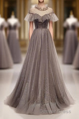 Unique Tulle Long Prom Dresses, Tulle Evening Dresses