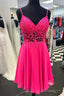 Fuchsia Appliques A Line Straps Chiffon Homecoming Dresses
