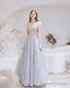 Gorgeous Beading High Neck Tulle Prom Dresses, With Cape Sleeves